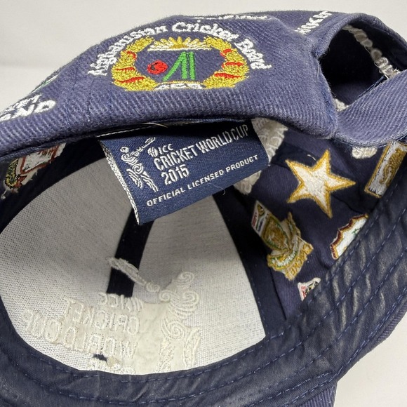 ICC Cricket World Cup 2015 Hat Cap Strap Back Mens One Size Blue Cricket Logos - Picture 7 of 8